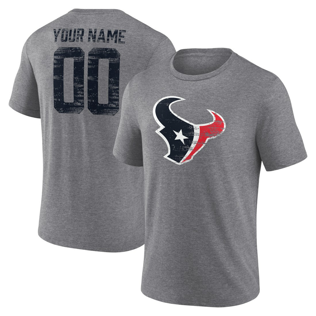 NFL Houston Texans Heritage Custom Name & Number Tri-Blend T-Shirt