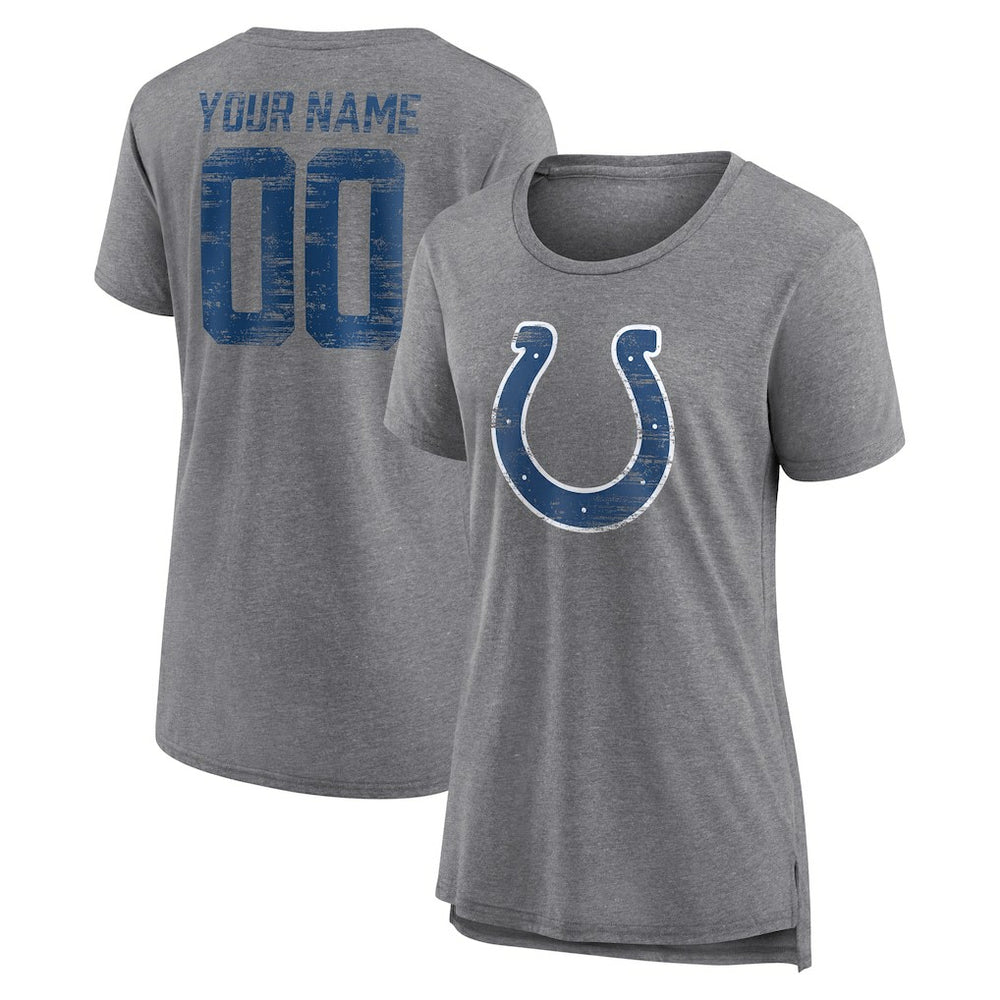 NFL Indianapolis Colts Women's Heritage Custom Name & Number Tri-Blend T-Shirt
