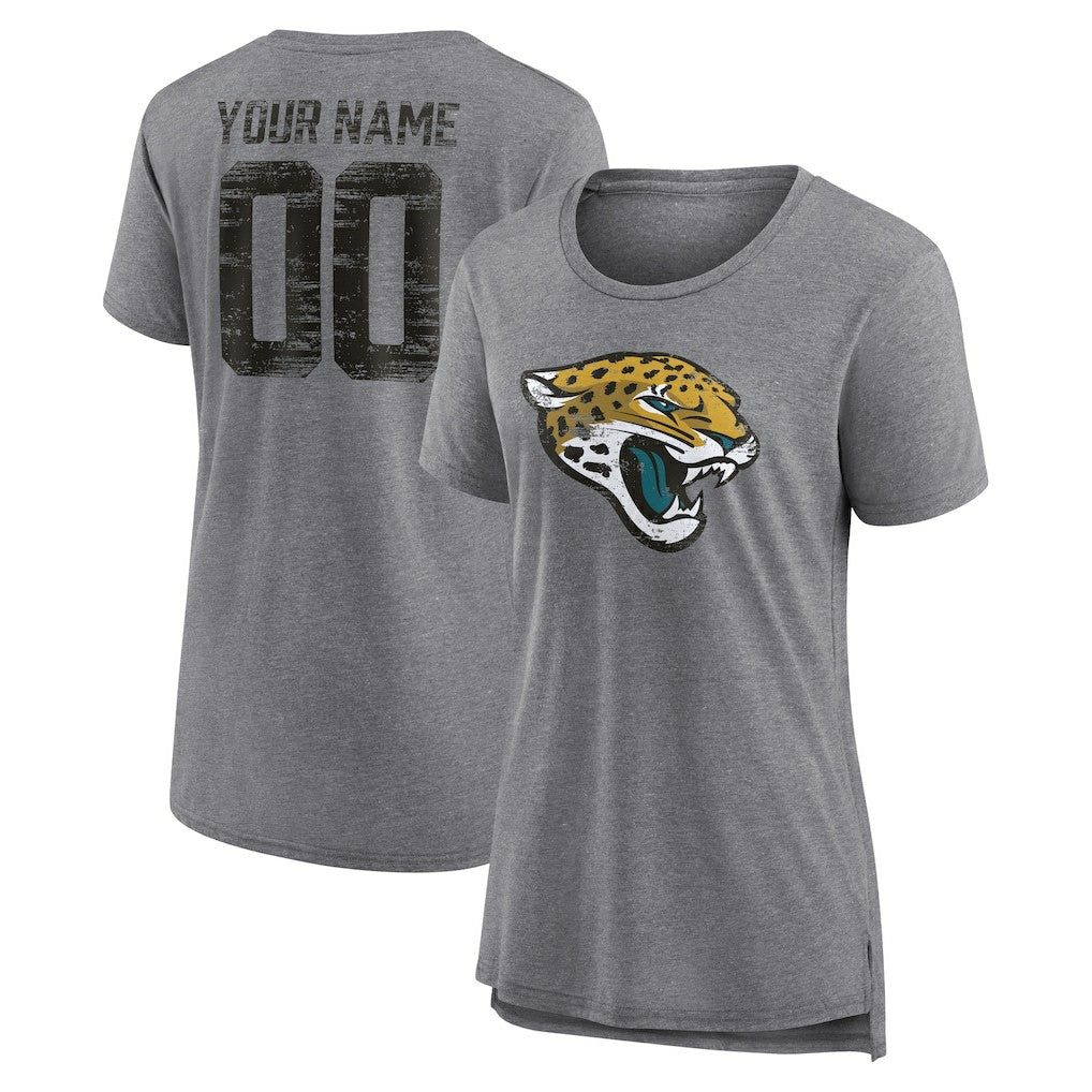 NFL Jacksonville Jaguars Women's Heritage Custom Name & Number Tri-Blend T-Shirt