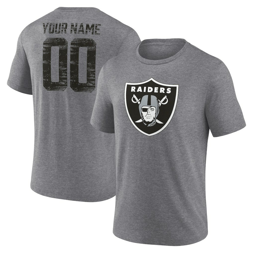 NFL Las Vegas Raiders Heritage Custom Name & Number Tri-Blend T-Shirt