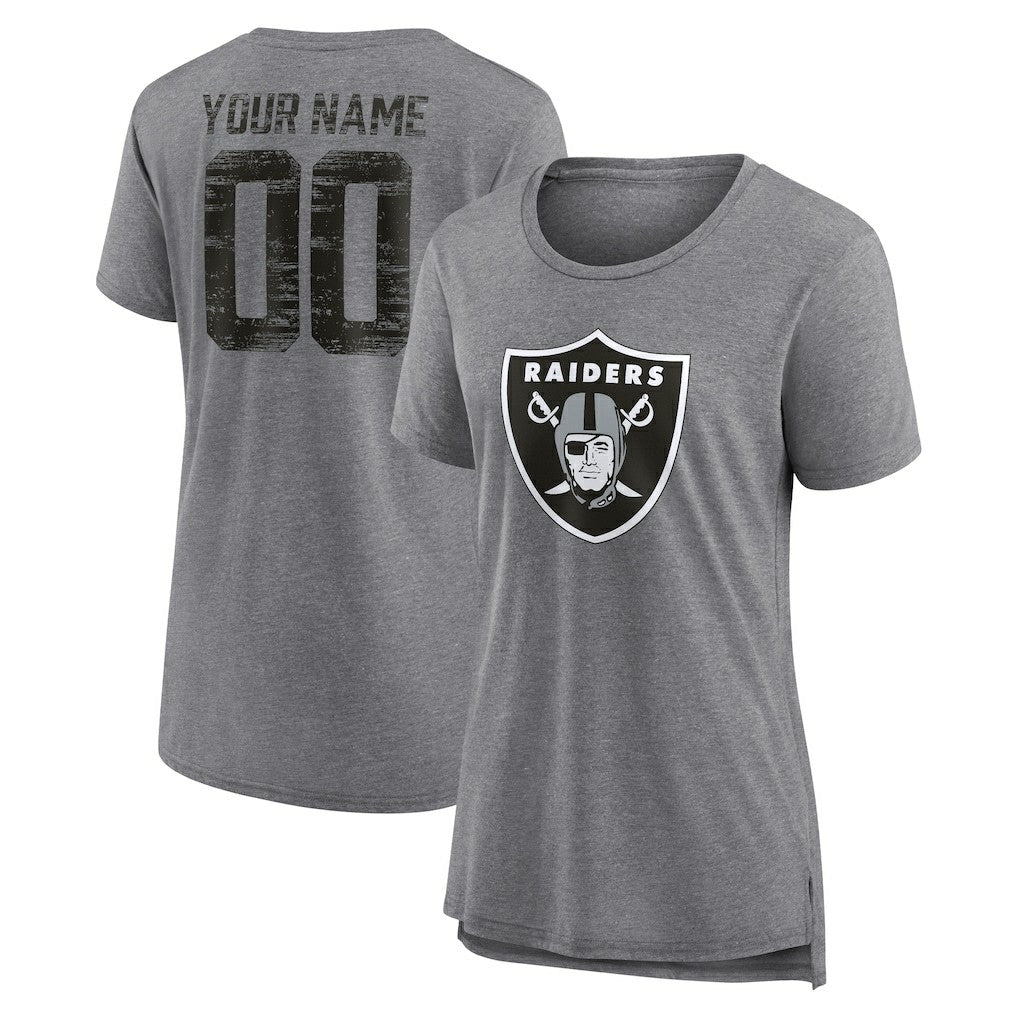 NFL Las Vegas Raiders Women's Heritage Custom Name & Number Tri-Blend T-Shirt