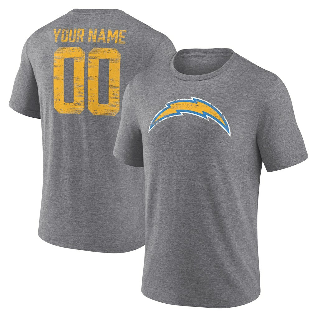 NFL Los Angeles Chargers Heritage Custom Name & Number Tri-Blend T-Shirt