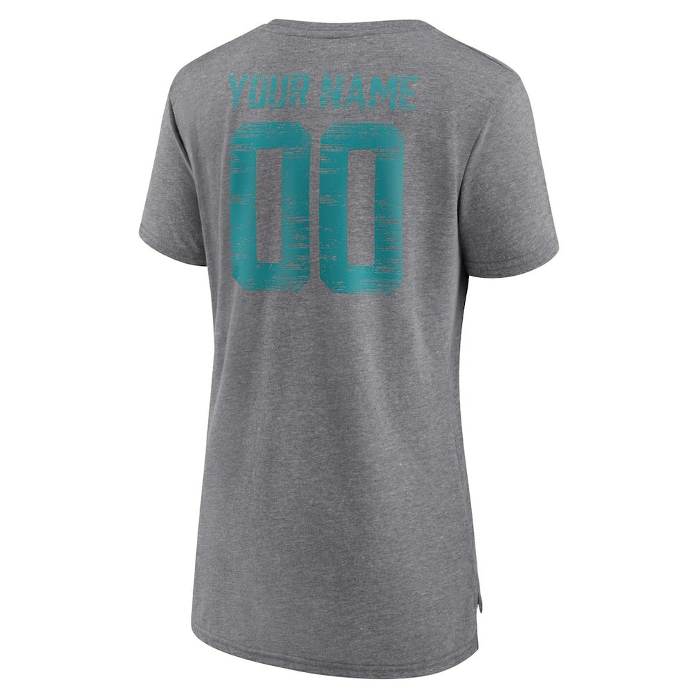 NFL Miami Dolphins Women's Heritage Custom Name & Number Tri-Blend T-Shirt