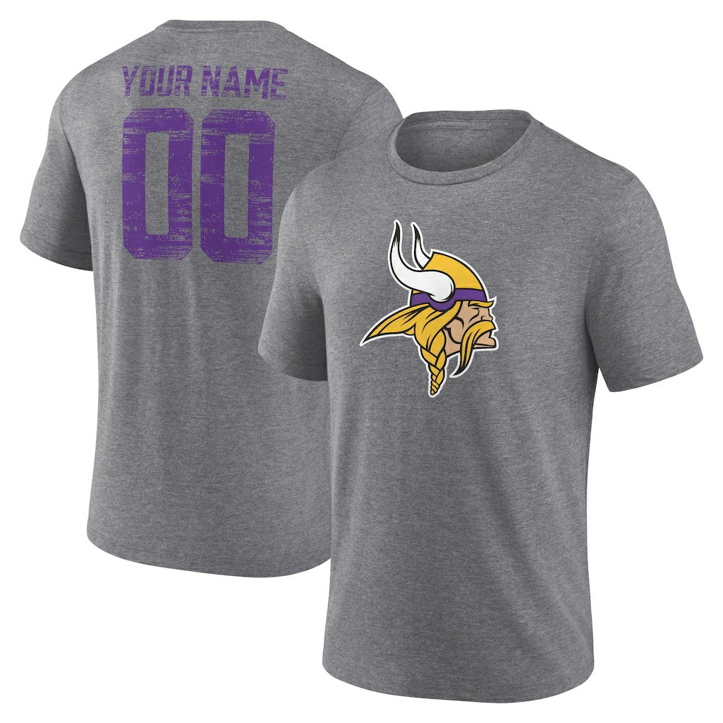 NFL Minnesota Vikings Heritage Custom Name & Number Tri-Blend T-Shirt