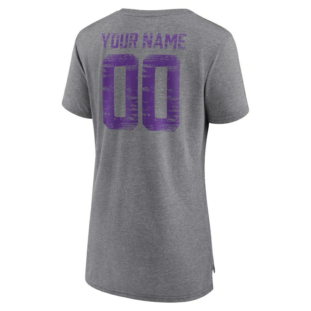 NFL Minnesota Vikings Women's Heritage Custom Name & Number Tri-Blend T-Shirt