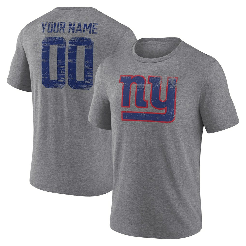 NFL New York Giants Heritage Custom Name & Number Tri-Blend T-Shirt