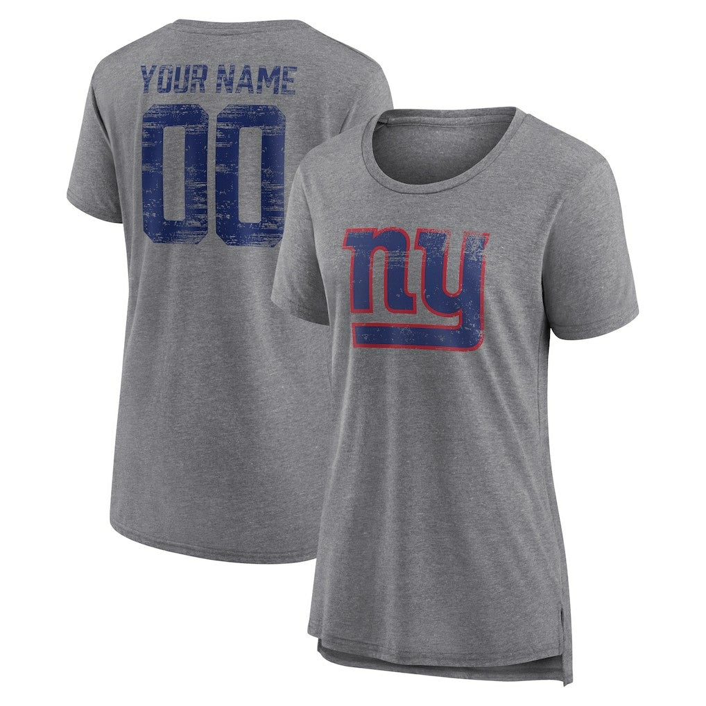 NFL New York Giants Women's Heritage Custom Name & Number Tri-Blend T-Shirt