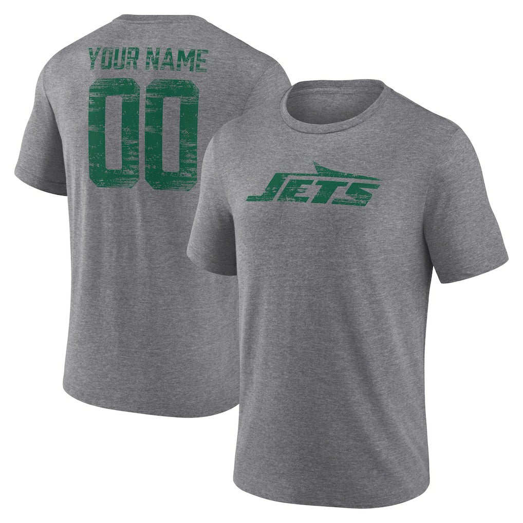 NFL New York Jets Heritage Custom Name & Number Tri-Blend T-Shirt
