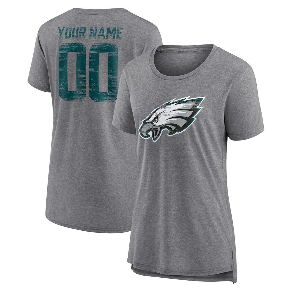 NFL Philadelphia Eagles Women's Heritage Custom Name & Number Tri-Blend T-Shirt