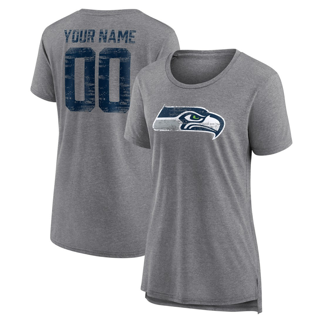 NFL Seattle Seahawks Women's Heritage Custom Name & Number Tri-Blend T-Shirt