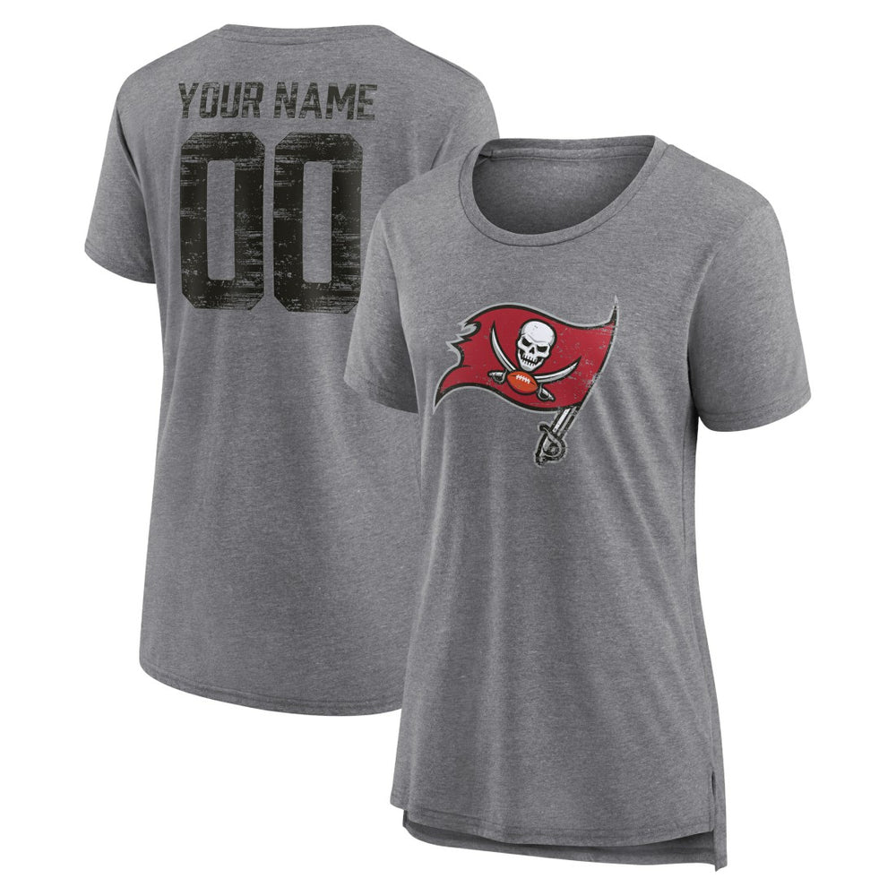 NFL Tampa Bay Buccaneers Women's Heritage Custom Name & Number Tri-Blend T-Shirt