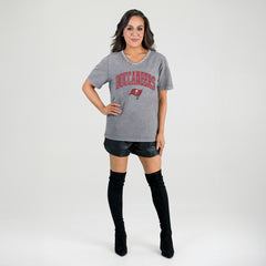NFL Tampa Bay Buccaneers Gameday Couture Women's Relaxed Iconic Edge Rhinestone V-Neck T-Shirt