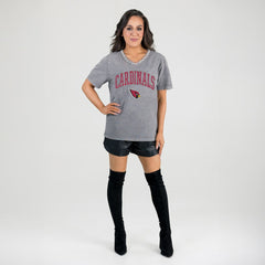 NFL Arizona Cardinals Gameday Couture Women's Relaxed Iconic Edge Rhinestone V-Neck T-Shirt