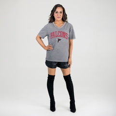 NFL Atlanta Falcons Gameday Couture Women's Relaxed Iconic Edge Rhinestone V-Neck T-Shirt