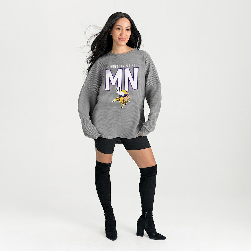 NFL Minnesota Vikings Gameday Couture Women's Oversized Pure Motion Corded Sweatshirt