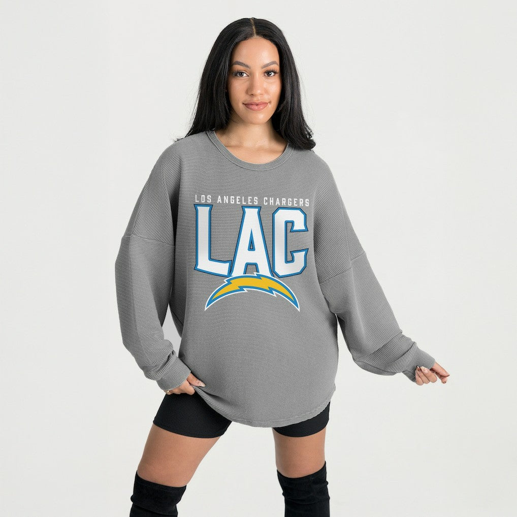 NFL Los Angeles Chargers Gameday Couture Women's Oversized Pure Motion Corded Sweatshirt