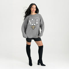 NFL New Orleans Saints Gameday Couture Women's Oversized Pure Motion Corded Sweatshirt