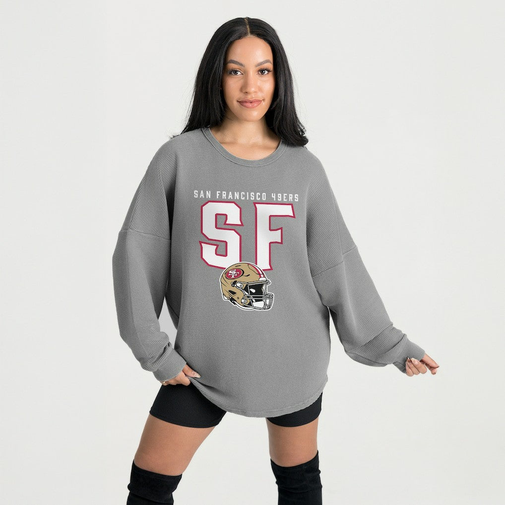 NFL San Francisco 49ers Gameday Couture Women's Oversized Pure Motion Corded Sweatshirt
