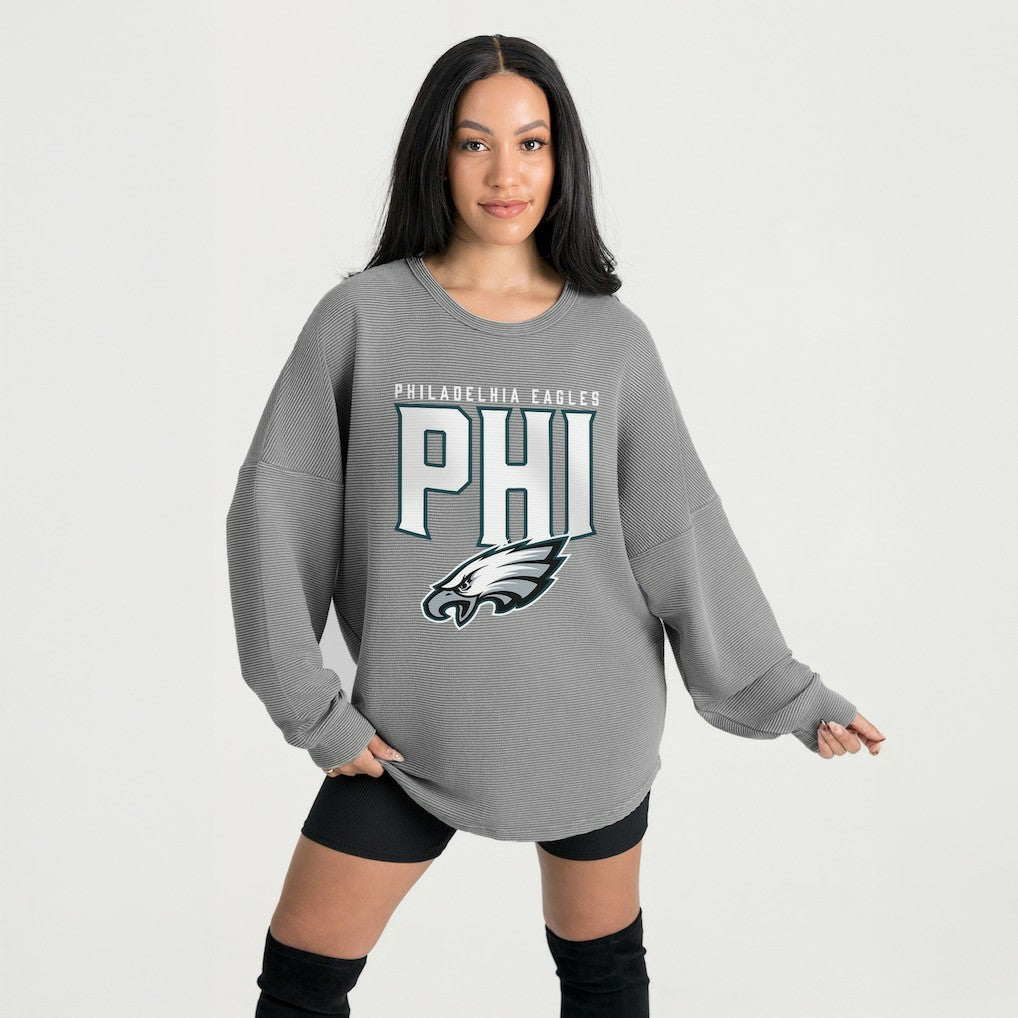 NFL Philadelphia Eagles Gameday Couture Women's Oversized Pure Motion Corded Sweatshirt