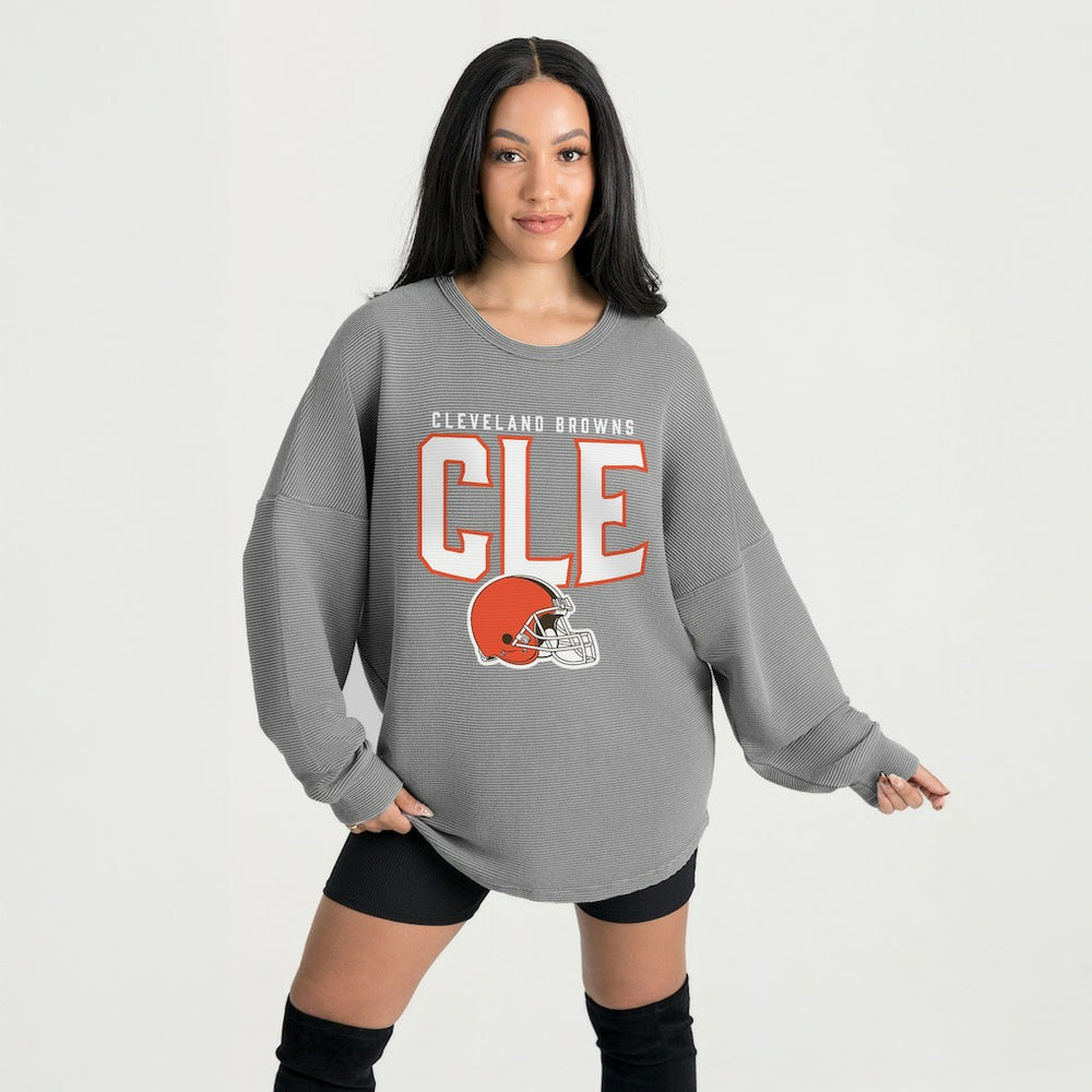 NFL Cleveland Browns Gameday Couture Women's Oversized Pure Motion Corded Sweatshirt