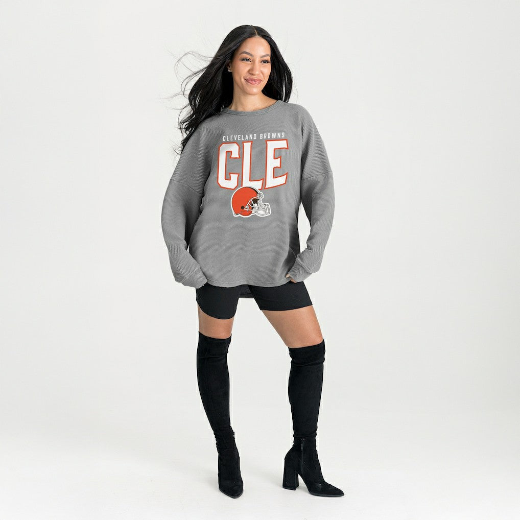 NFL Cleveland Browns Gameday Couture Women's Oversized Pure Motion Corded Sweatshirt