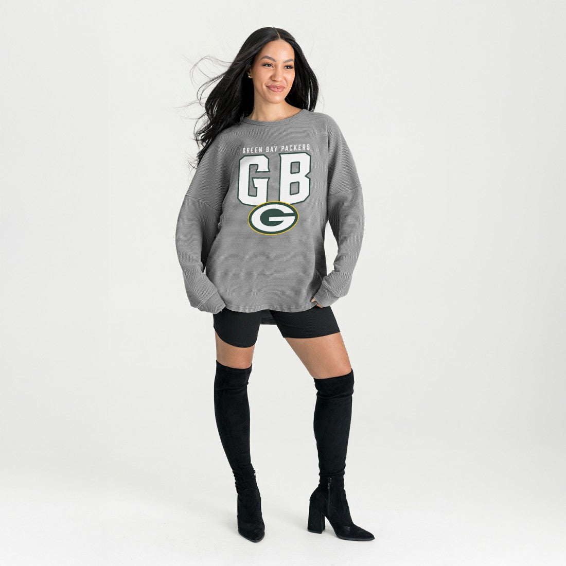 NFL Green Bay Packers Gameday Couture Women's Oversized Pure Motion Corded Sweatshirt