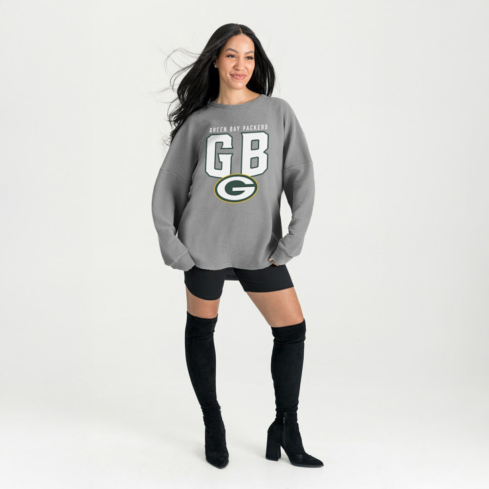 NFL Green Bay Packers Gameday Couture Women's Oversized Pure Motion Corded Sweatshirt