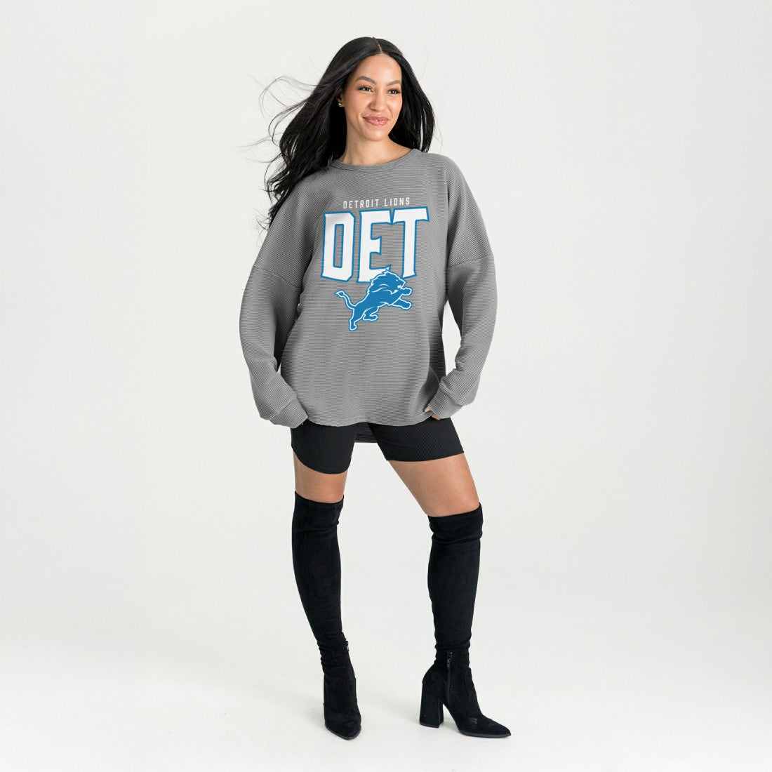 NFL Detroit Lions Gameday Couture Women's Oversized Pure Motion Corded Sweatshirt