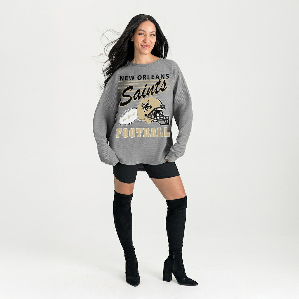 NFL New Orleans Saints Gameday Couture Women's Oversized Sweet Victory Corded Sweatshirt