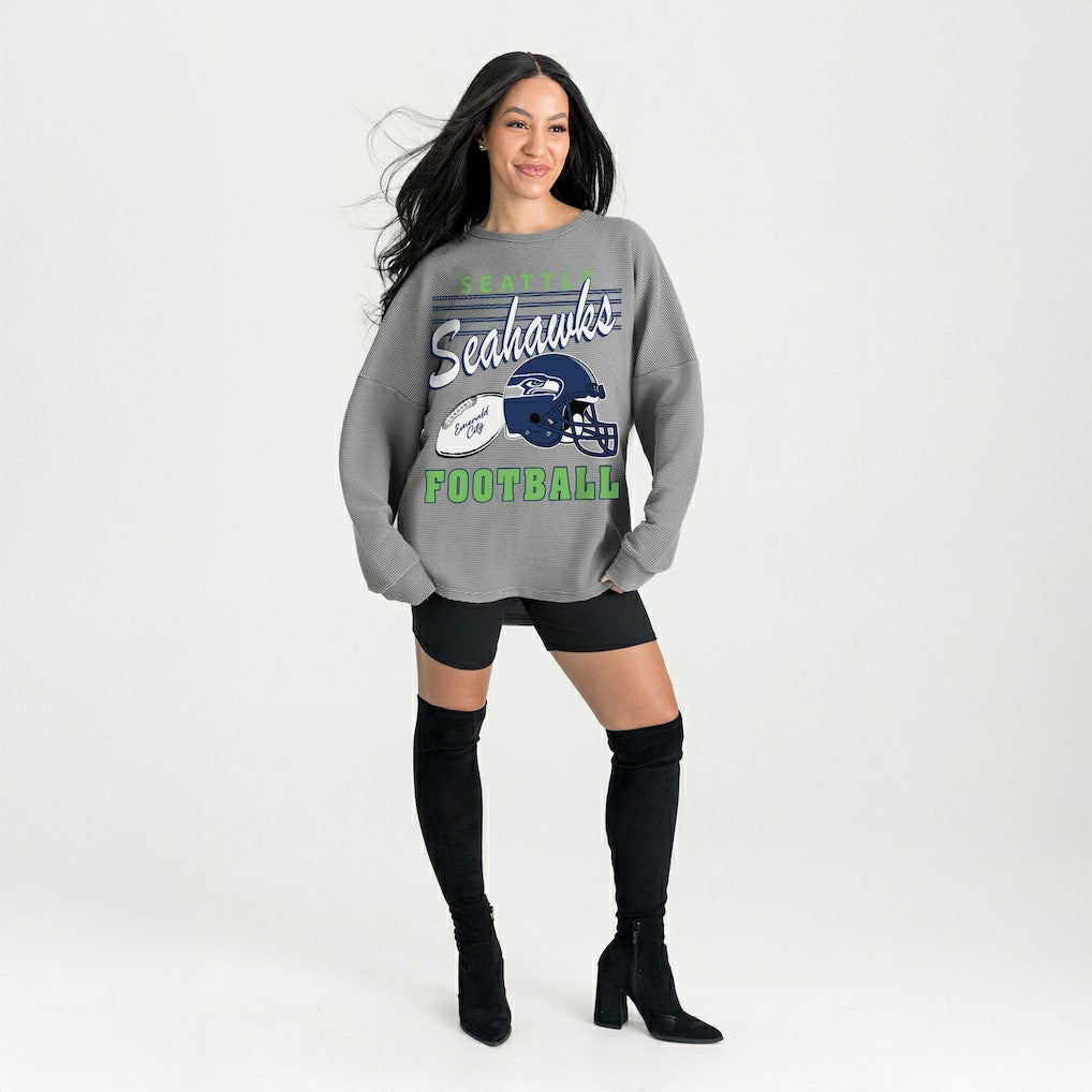 NFL Seattle Seahawks Gameday Couture Women's Oversized Sweet Victory Corded Sweatshirt