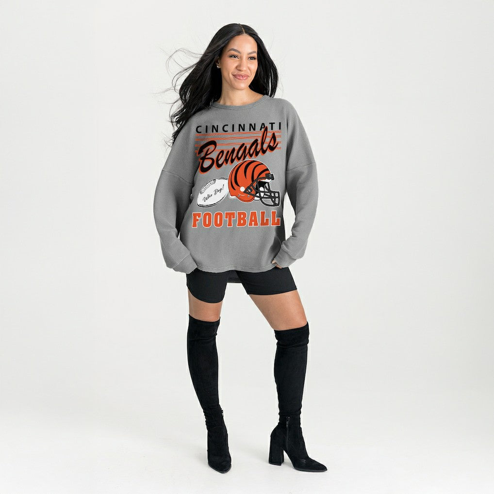 NFL Cincinnati Bengals Gameday Couture Women's Oversized Sweet Victory Corded Sweatshirt