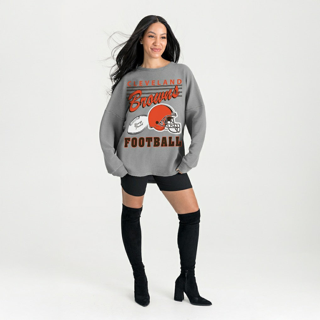 NFL Cleveland Browns Gameday Couture Women's Oversized Sweet Victory Corded Sweatshirt