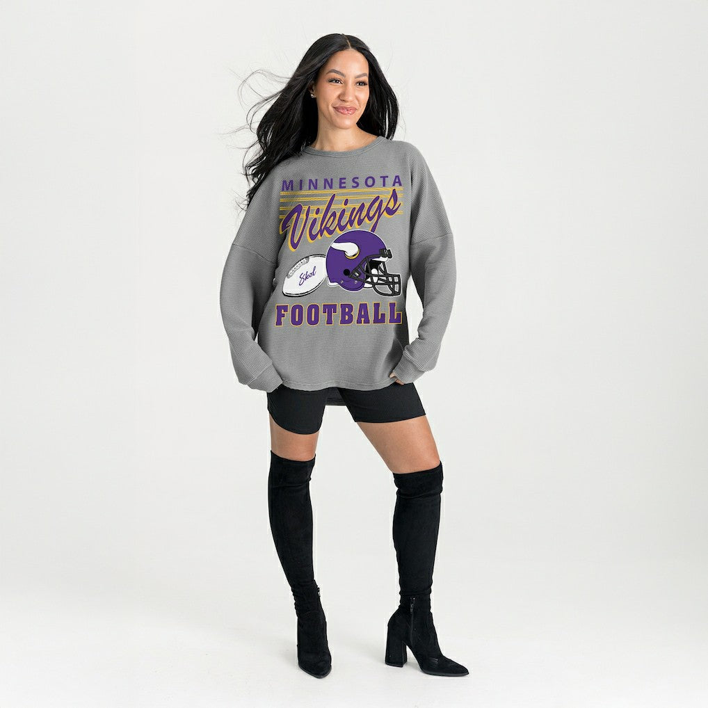 NFL Minnesota Vikings Gameday Couture Women's Oversized Sweet Victory Corded Sweatshirt