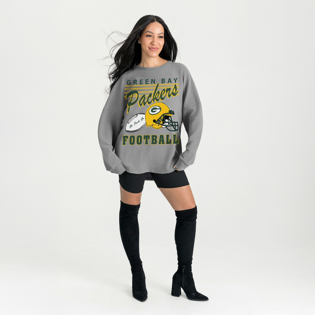 NFL Green Bay Packers Gameday Couture Women's Oversized Sweet Victory Corded Sweatshirt