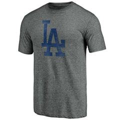 Los Angeles Dodgers Weathered Logo Tri-Blend T-Shirt - Heather Gray