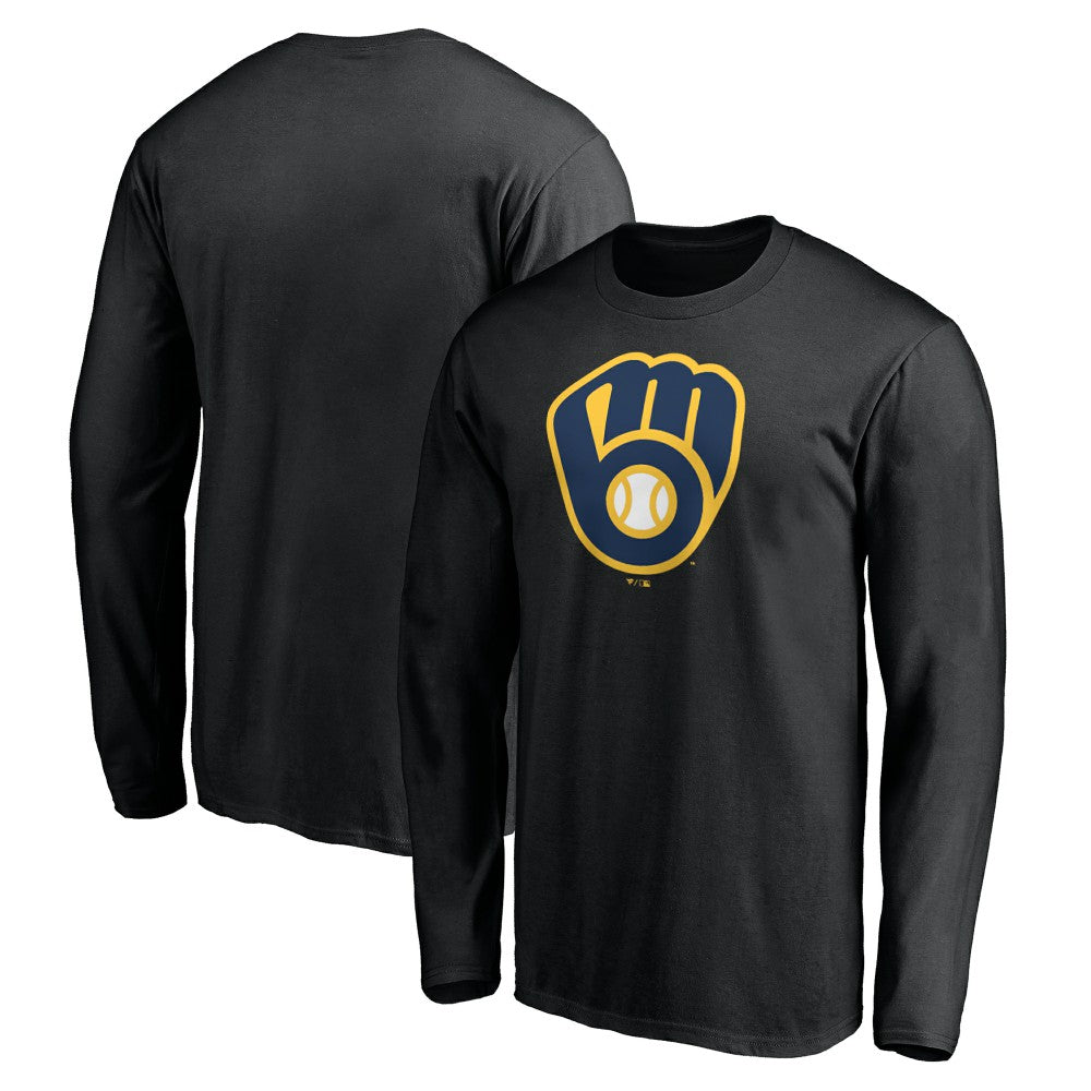 Milwaukee Brewers Team Logo Long Sleeve T-Shirt - Black
