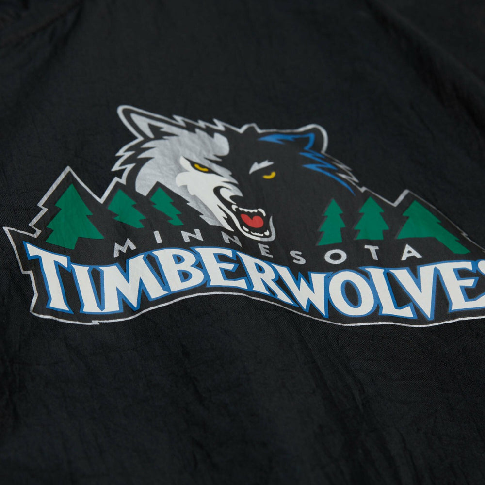 Minnesota Timberwolves Playmaker Full-Zip Hooded Windbreaker Jacket - Black | Mitchell & Ness cheap