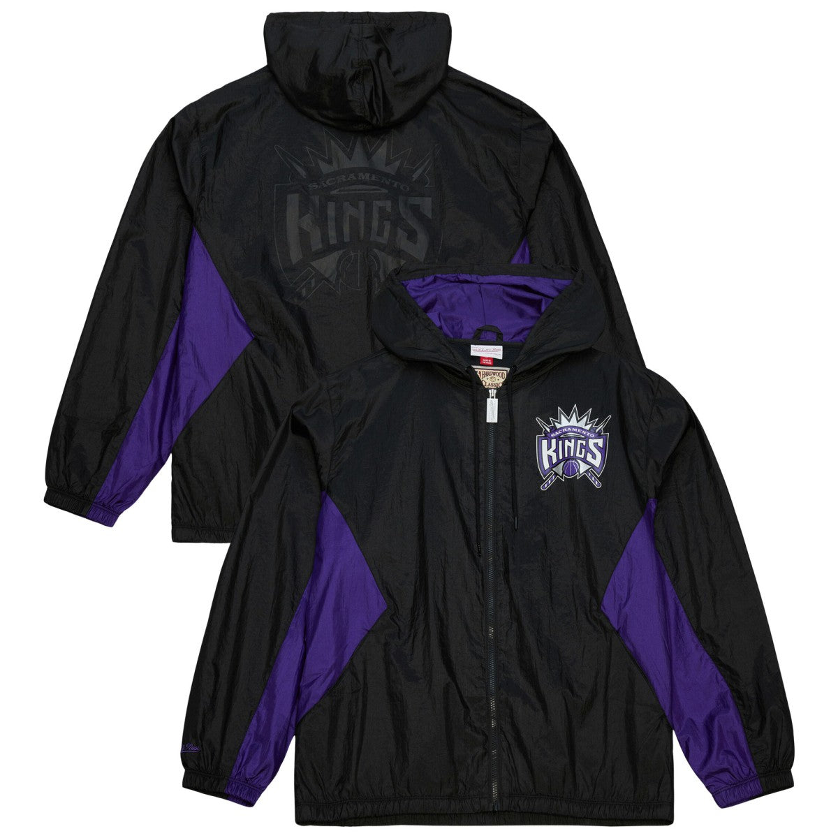 Sacramento Kings Playmaker Full-Zip Hooded Windbreaker Jacket - Black | Mitchell & Ness discount