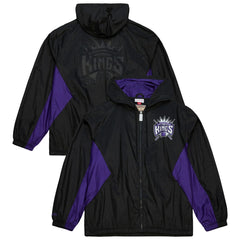 Sacramento Kings Playmaker Full-Zip Hooded Windbreaker Jacket - Black | Mitchell & Ness discount