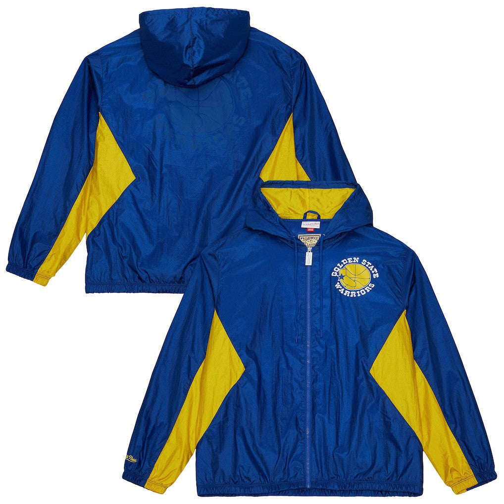Golden State Warriors Playmaker Full-Zip Hooded Windbreaker Jacket sale - Royal | Mitchell & Ness online