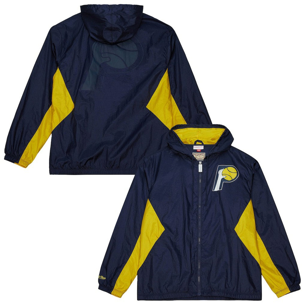 Indiana Pacers Playmaker Full-Zip Hooded Windbreaker Jacket - Navy | Mitchell & Ness discount