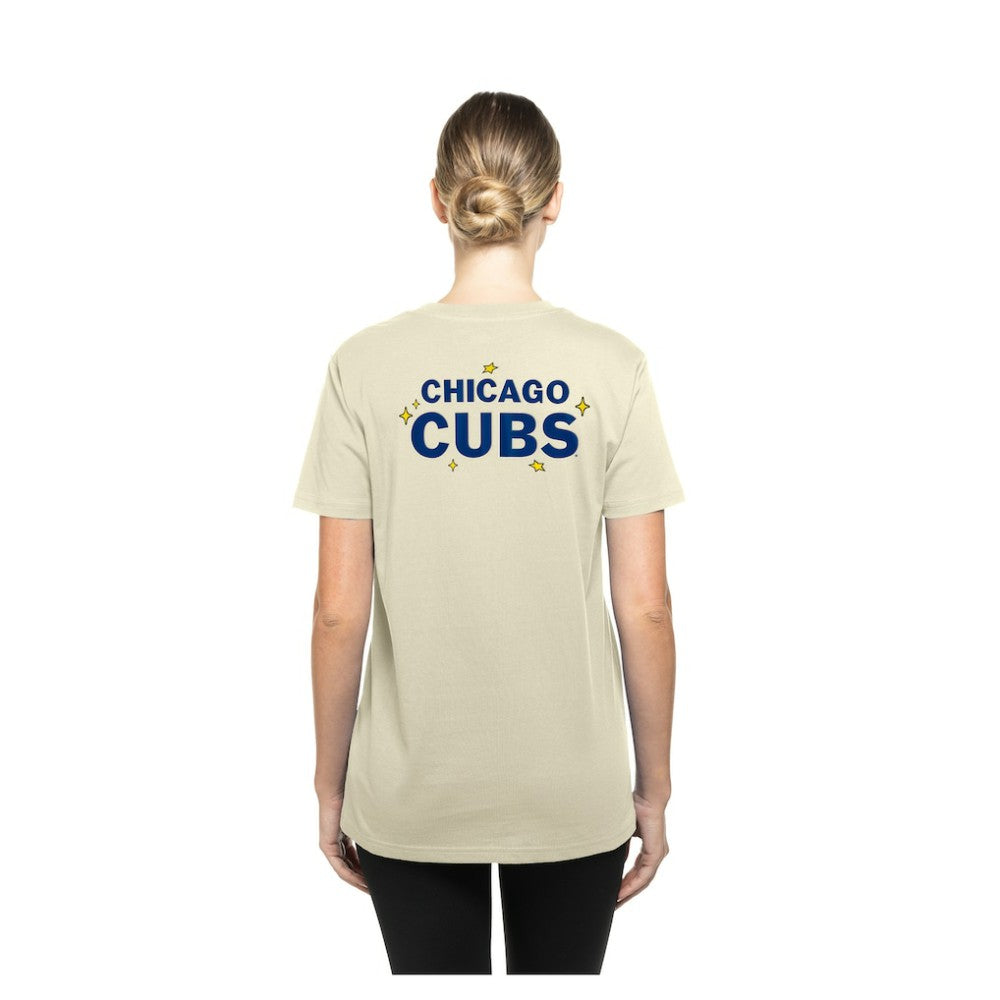 Chicago Cubs Women's Stars & Cap T-Shirt - Cream | New Era