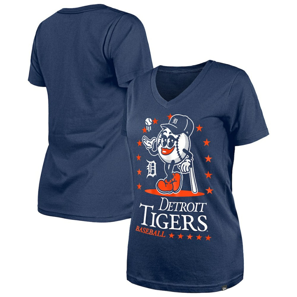 Detroit Tigers Women's Little Miss 2 V-Neck T-Shirt - Navy | New Era