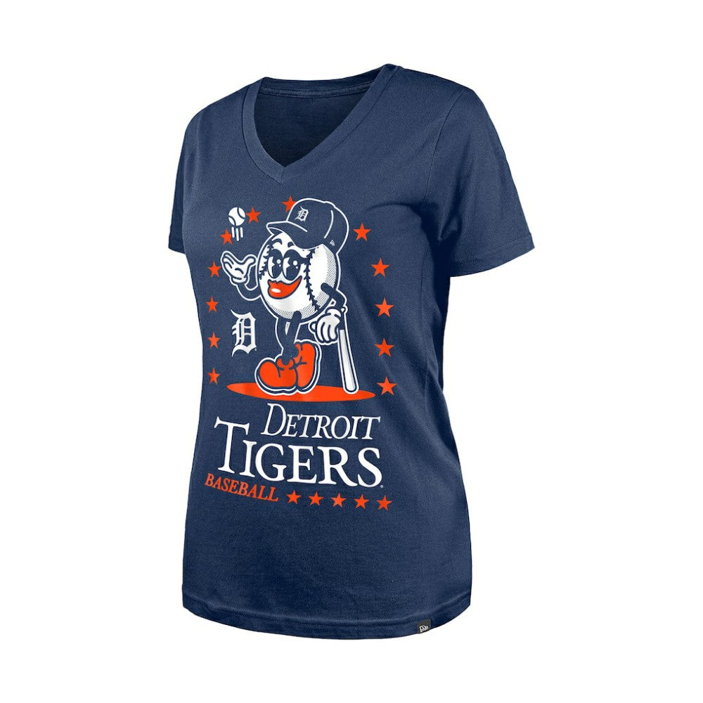 Detroit Tigers Women's Little Miss 2 V-Neck T-Shirt - Navy | New Era
