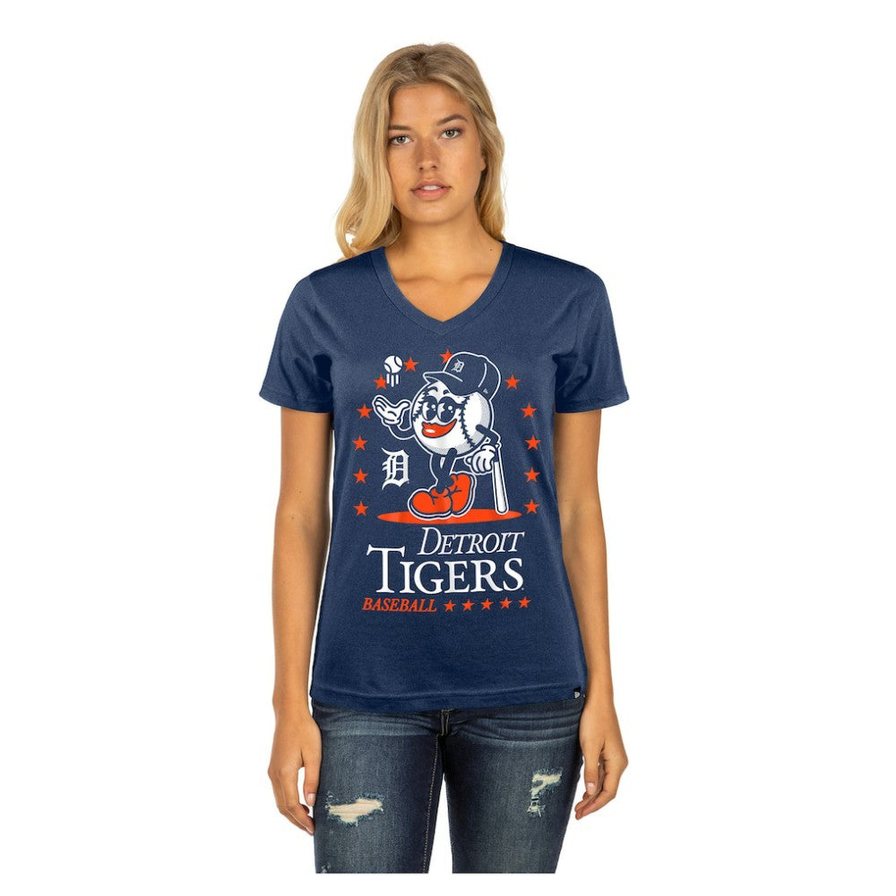 Detroit Tigers Women's Little Miss 2 V-Neck T-Shirt - Navy | New Era