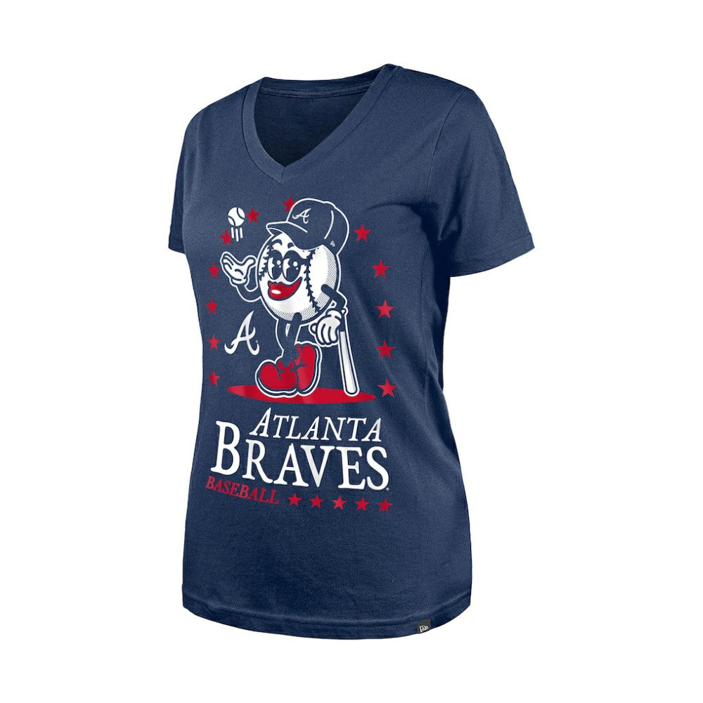 Atlanta Braves Women's Little Miss 2 V-Neck T-Shirt - Navy | New Era