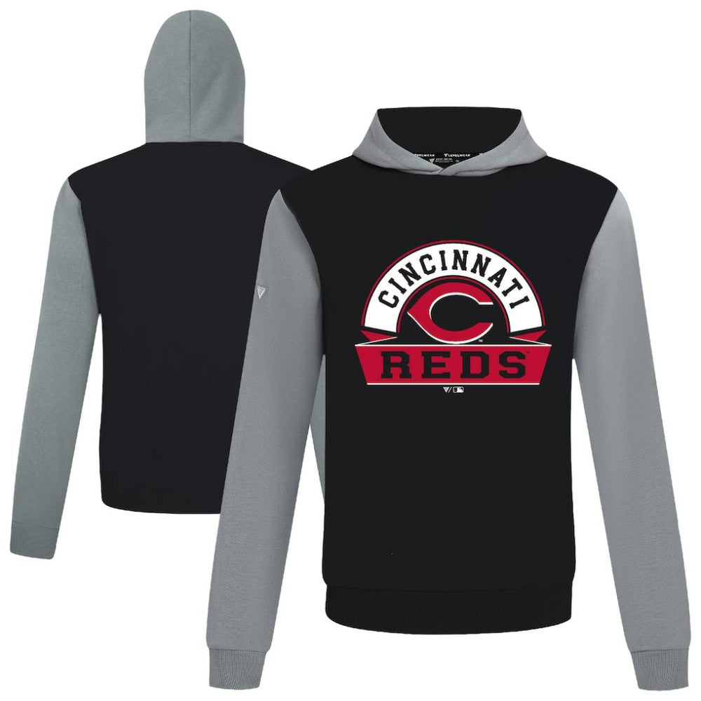 Cincinnati Reds Levelwear Throwback Ultimate Banner Arch Hoodie - Black