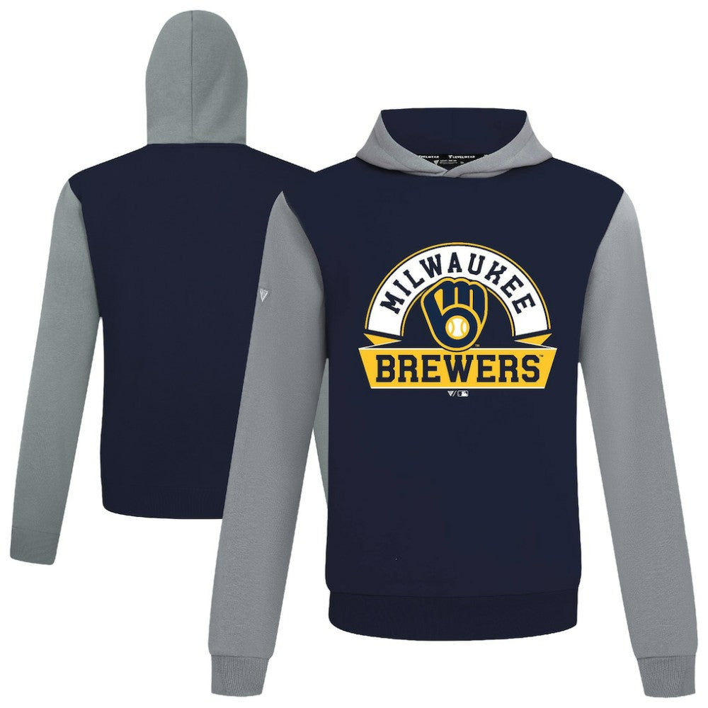 Milwaukee Brewers Levelwear Throwback Ultimate Banner Arch Hoodie - Navy