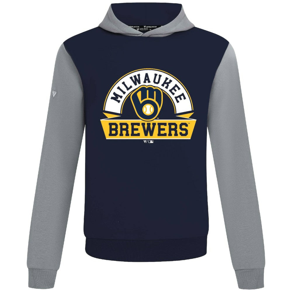 Milwaukee Brewers Levelwear Throwback Ultimate Banner Arch Hoodie - Navy
