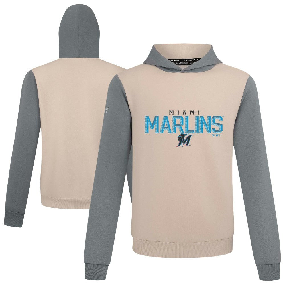 Miami Marlins Levelwear Throwback Carve Ultimate Hoodie - Sand